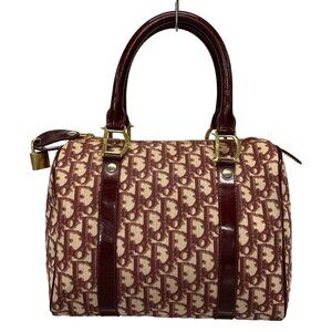DIOR/ChristianDior Trotteur Bordeaux Cream PVC Patent Leather Handbag 674-072925